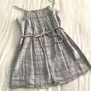 Soft by Joie striped sundress reverse side plaid.